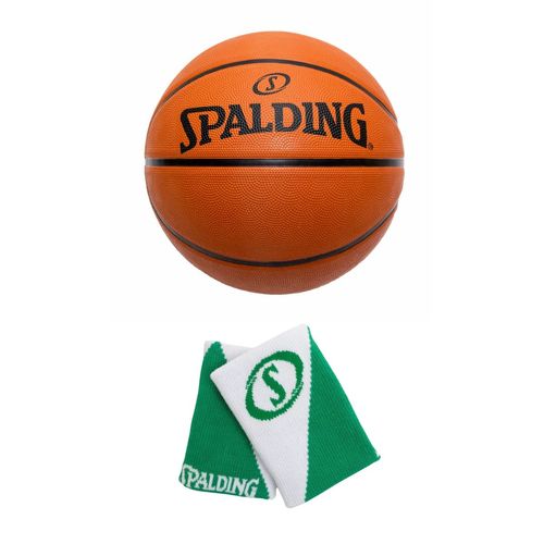KIT Bola De Basquete Spalding Streetball + Munhequeira Verde