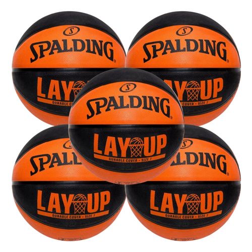 KIT 5 Bola de Basquete Spalding Lay-up Laranja e Preto - Tamanho:07