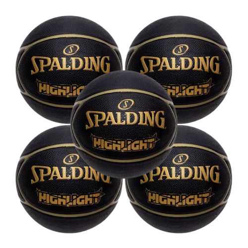 KIT 5 Bola de Basquete Spalding Highlight Amarelo - Tamanho:07