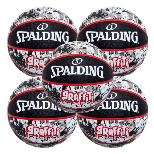 KIT 5 Bola de Basquete Spalding Graffiti Preto - Tamanho:07