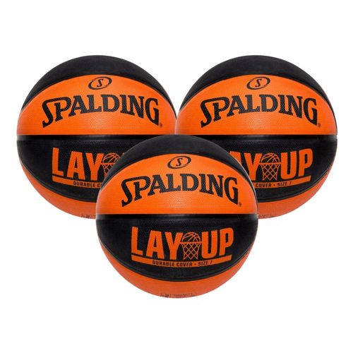 KIT 3 Bola de Basquete Spalding Lay-up Laranja e Preto - Tamanho:07