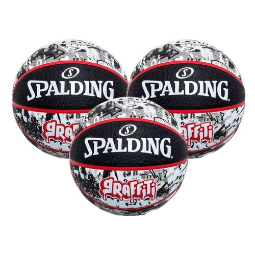 KIT 3 Bola de Basquete Spalding Graffiti Preto - Tamanho:07