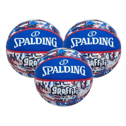 KIT 3 Bola de Basquete Spalding Graffiti Azul - Tamanho:07